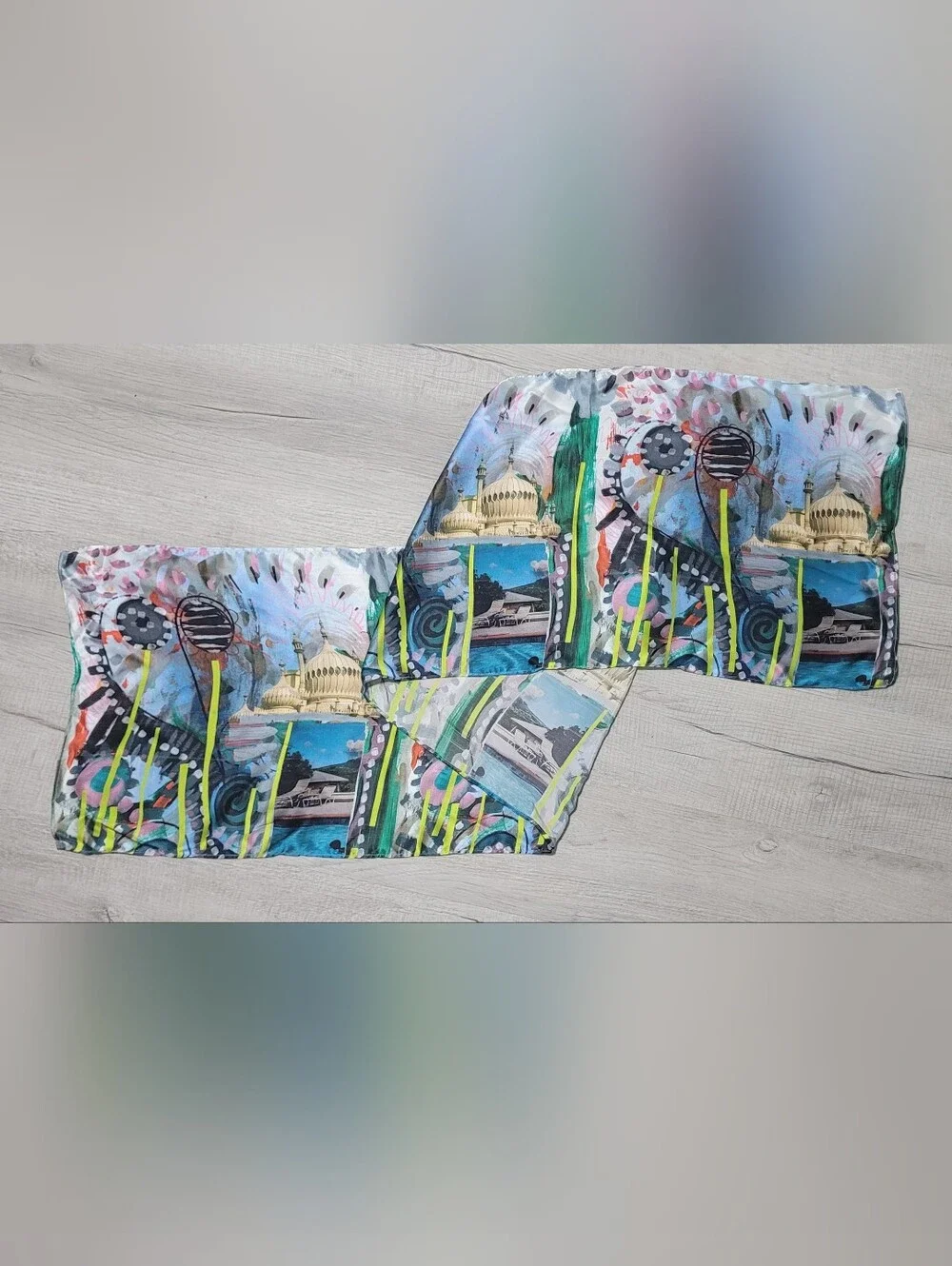 Michael Birch 100% Silk Scarf Brighton Royal Pavilion Print Made in UK OS